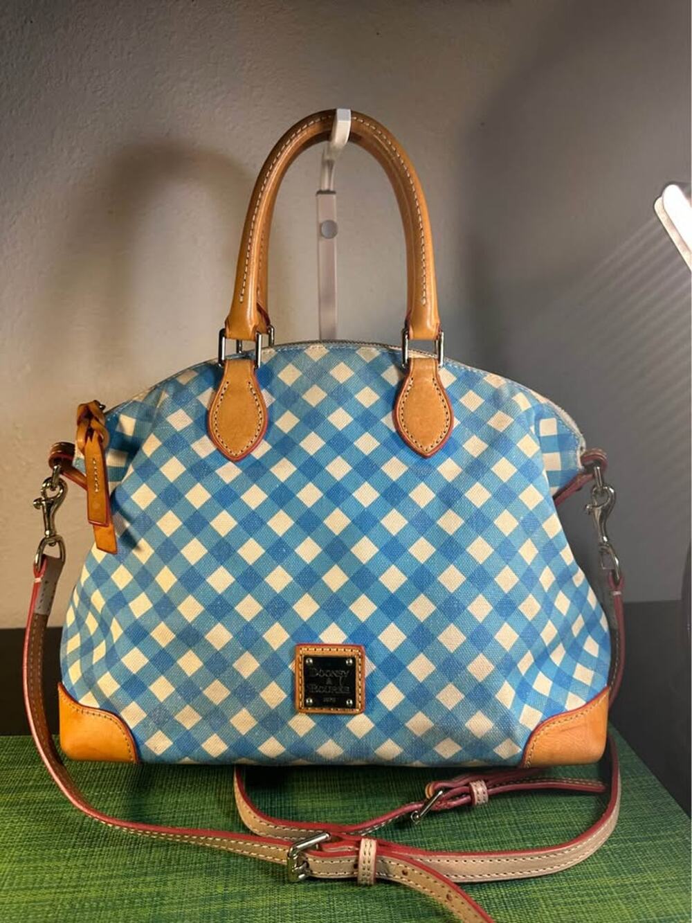 Dooney & Bourke Gingham II Geena Satchel – Sky Blue & White Plaid